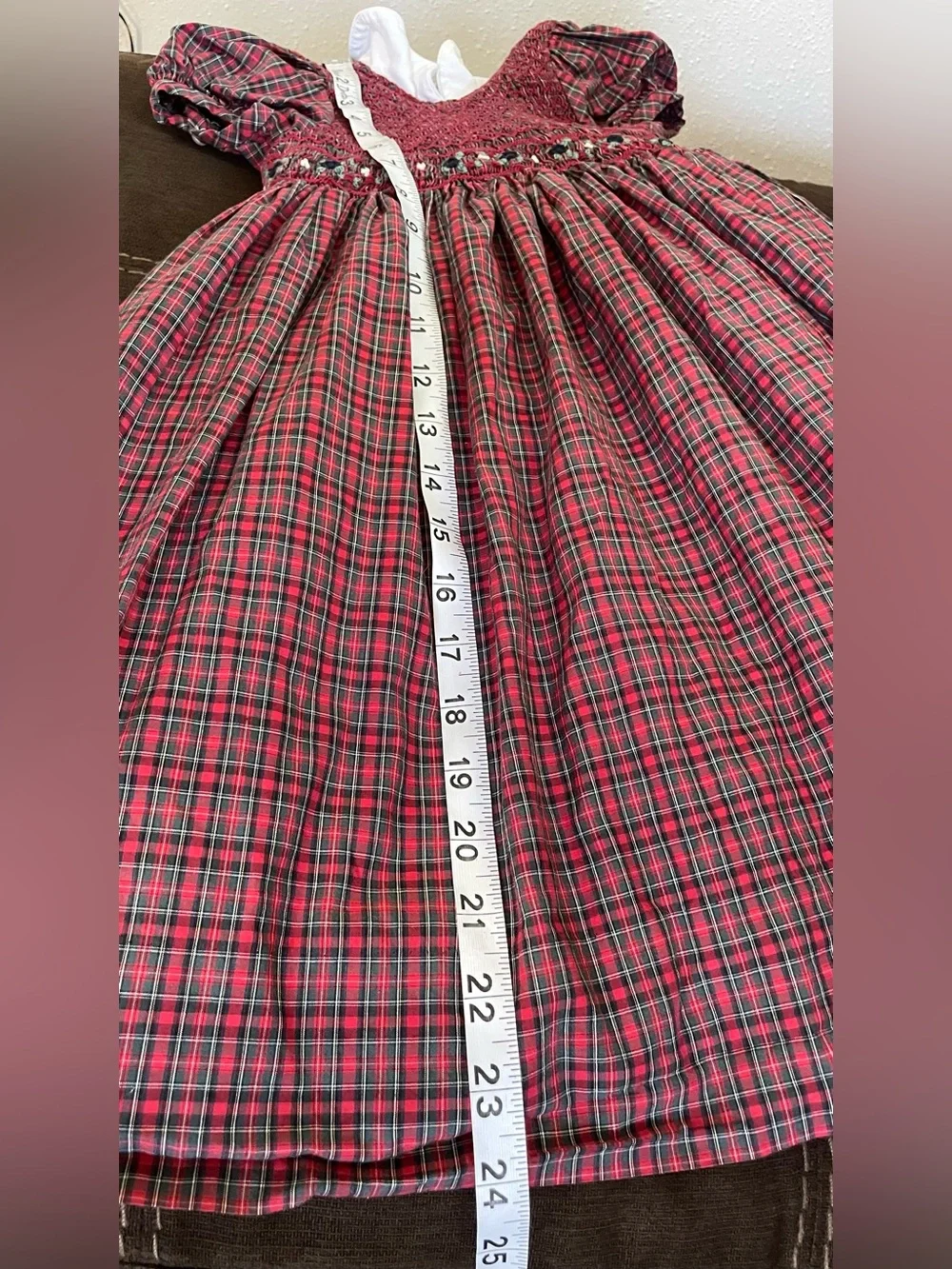 Ralph Lauren Girls Smocked Plaid Holiday Dress Red Size 3T Christmas